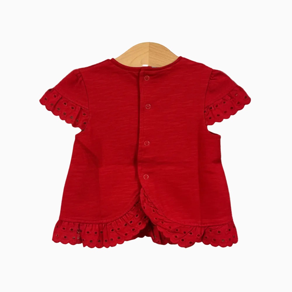Mayoral t-shirt manica corta neonata con pizzo sangallo rossa - Abbigliamento bambini firmato | CDifferent Outlet