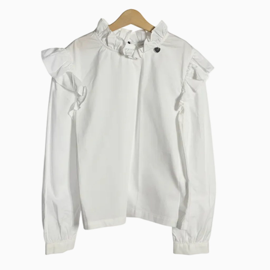 Alice Pi camicia elegante avorio con volants e collo arricciato bambina