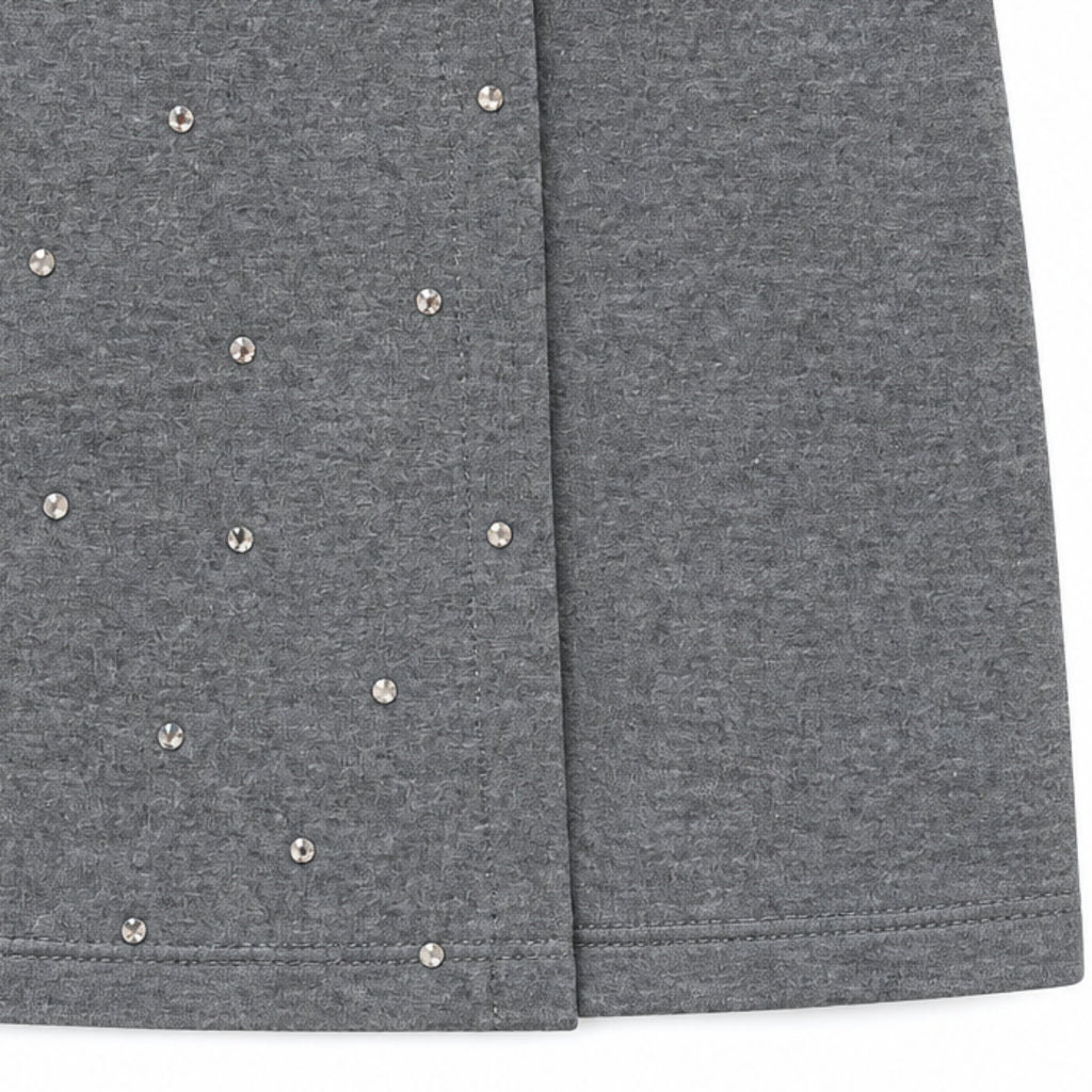 dettaglio strass argento tessuto melange gonna shorts