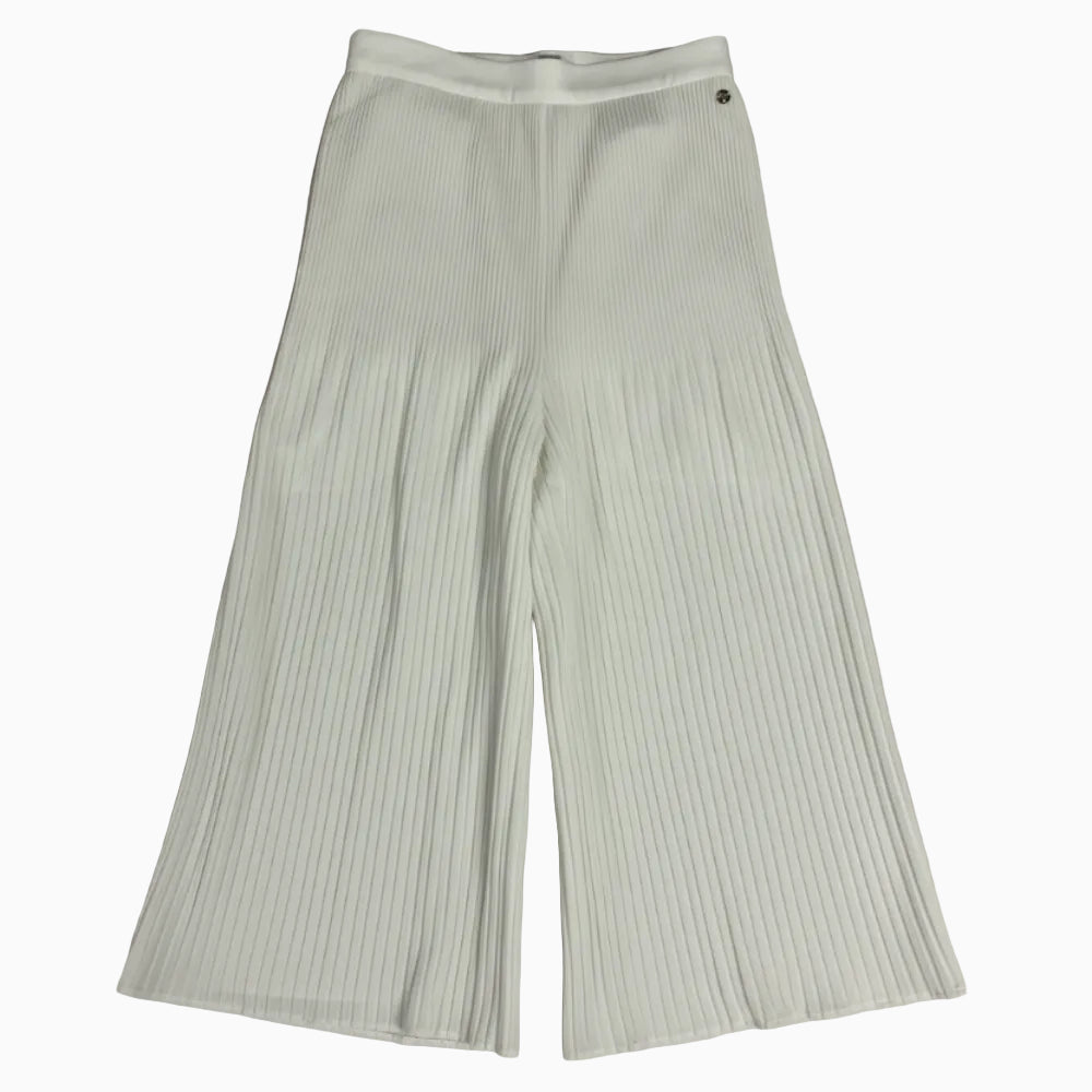 Sarabanda pantalone wide-leg plissè bianco bambina