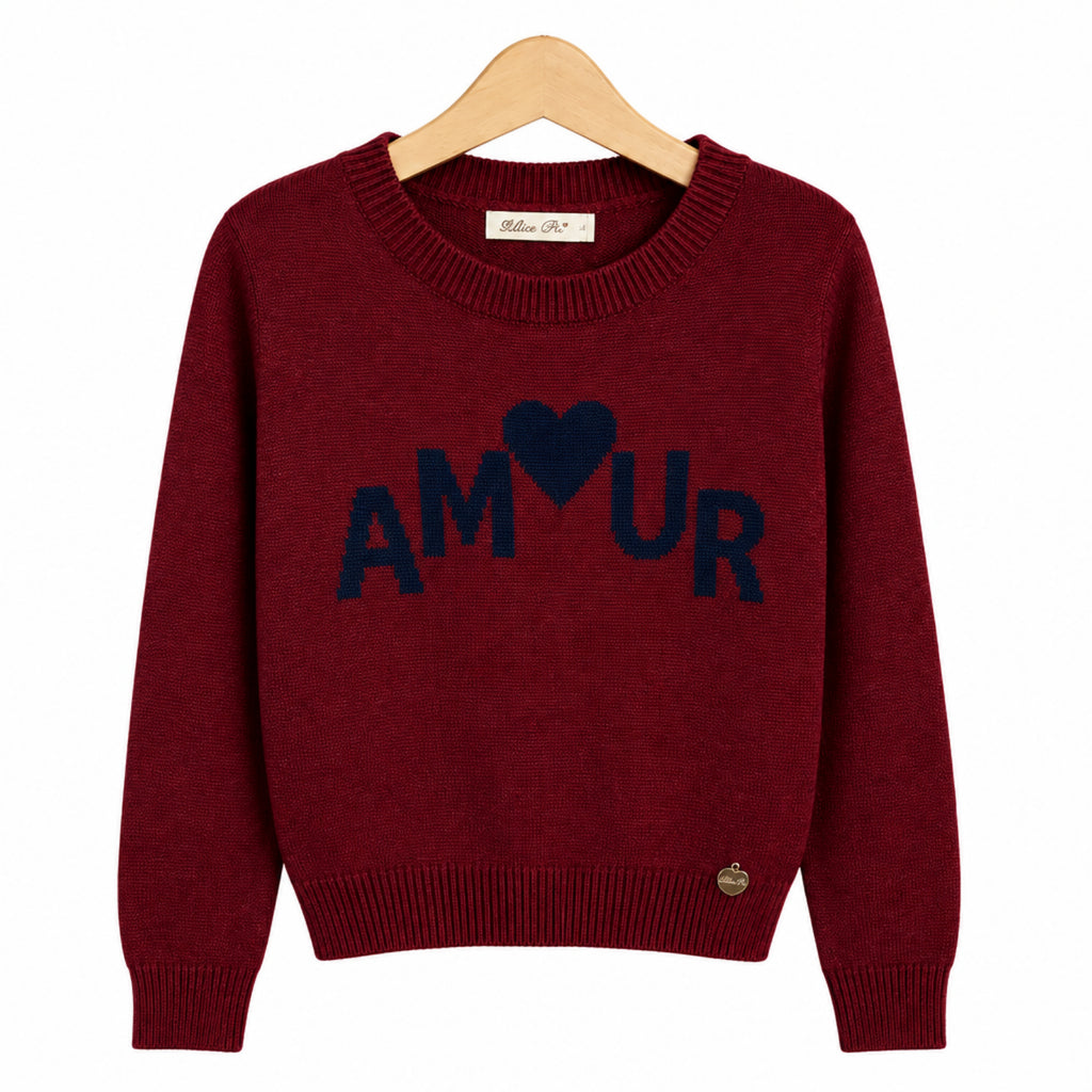 Alice Pi maglia bordeaux scritta blu bambina | CDifferent Outlet