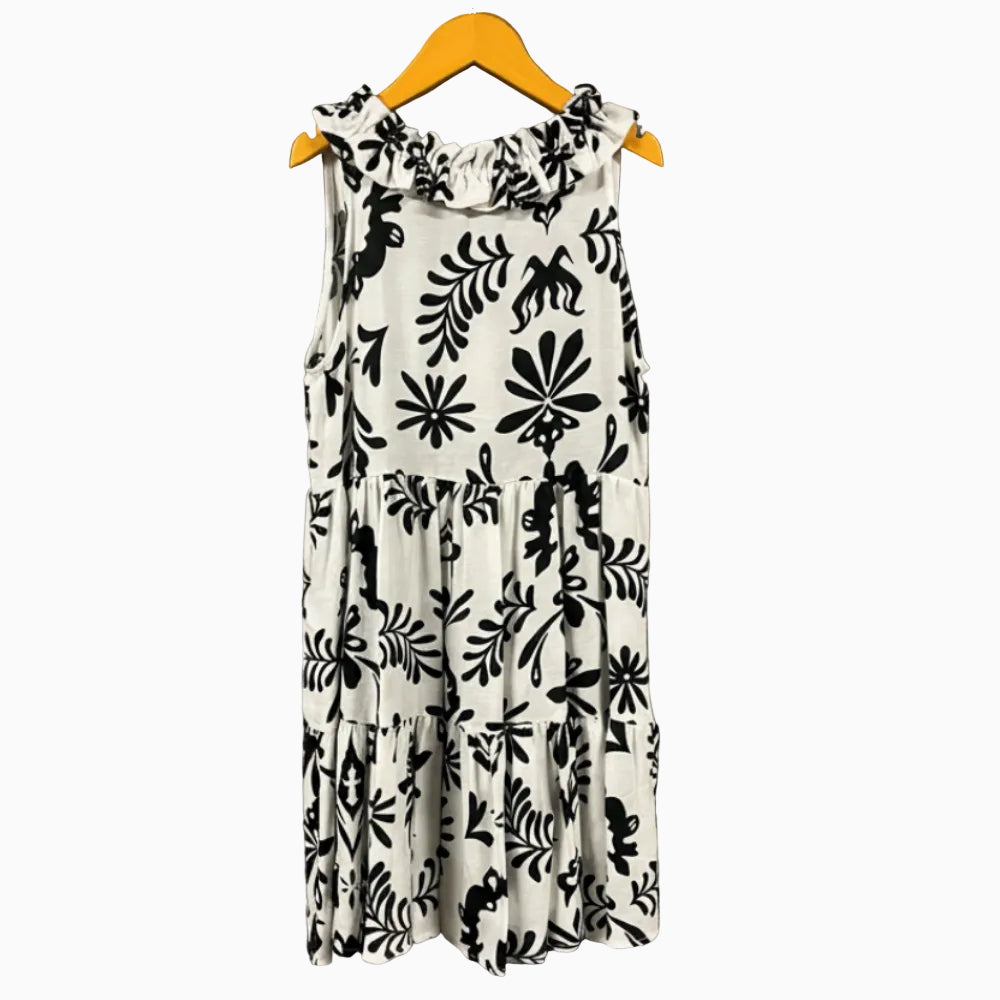 Please vestito bambina bianco e nero lino - Abbigliamento bambini firmato | CDifferent Outlet