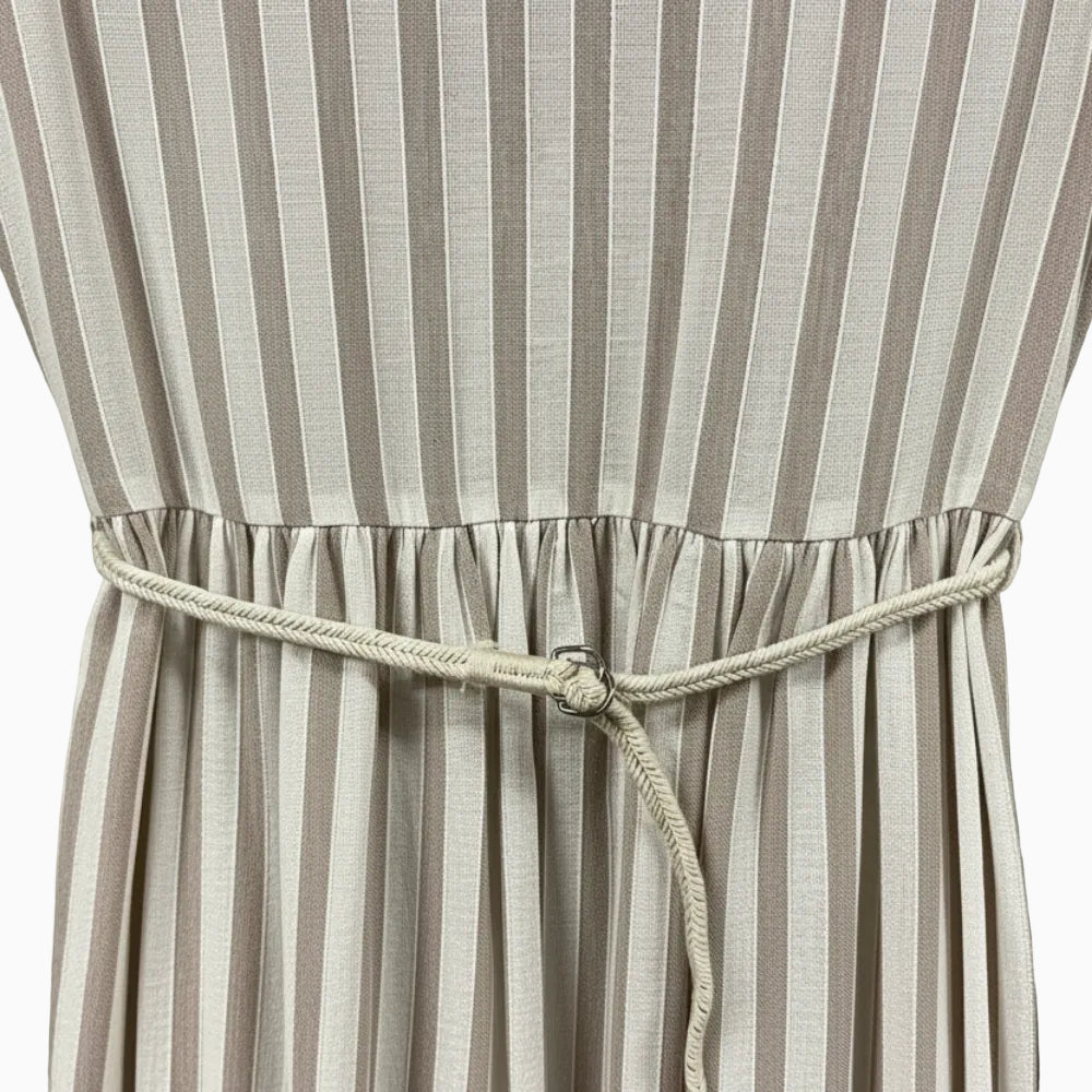 Mayoral vestito a righe bianco e beige bambina - Abbigliamento bambini firmato | CDifferent Outlet