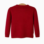Retro maglione rosso neonato Melby a costine con logo tessutale bianco