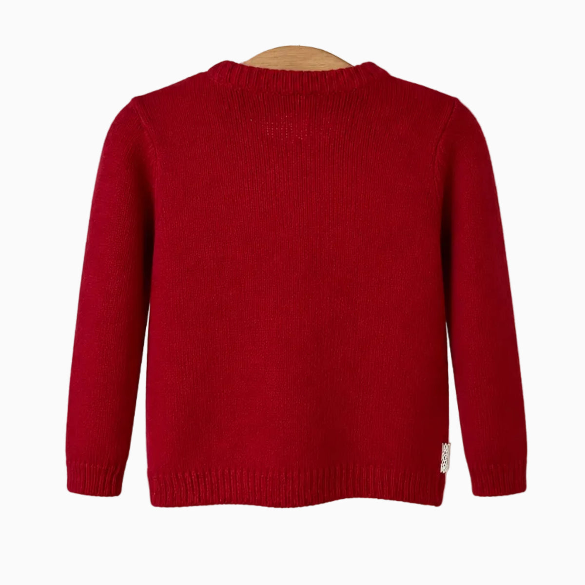 Retro maglione rosso neonato Melby a costine con logo tessutale bianco