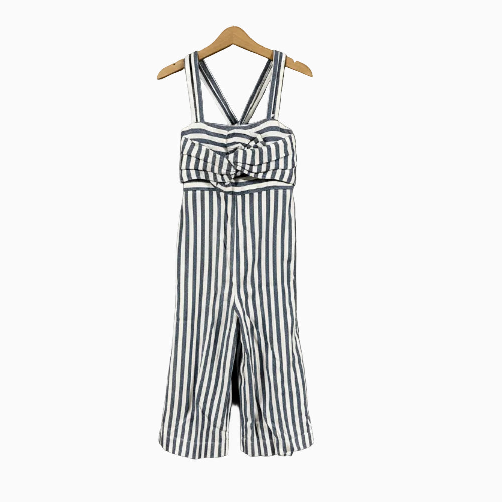 Mayoral tuta intera a righe bianche e blu con nodo bambina - Abbigliamento bambini firmato | CDifferent Outlet