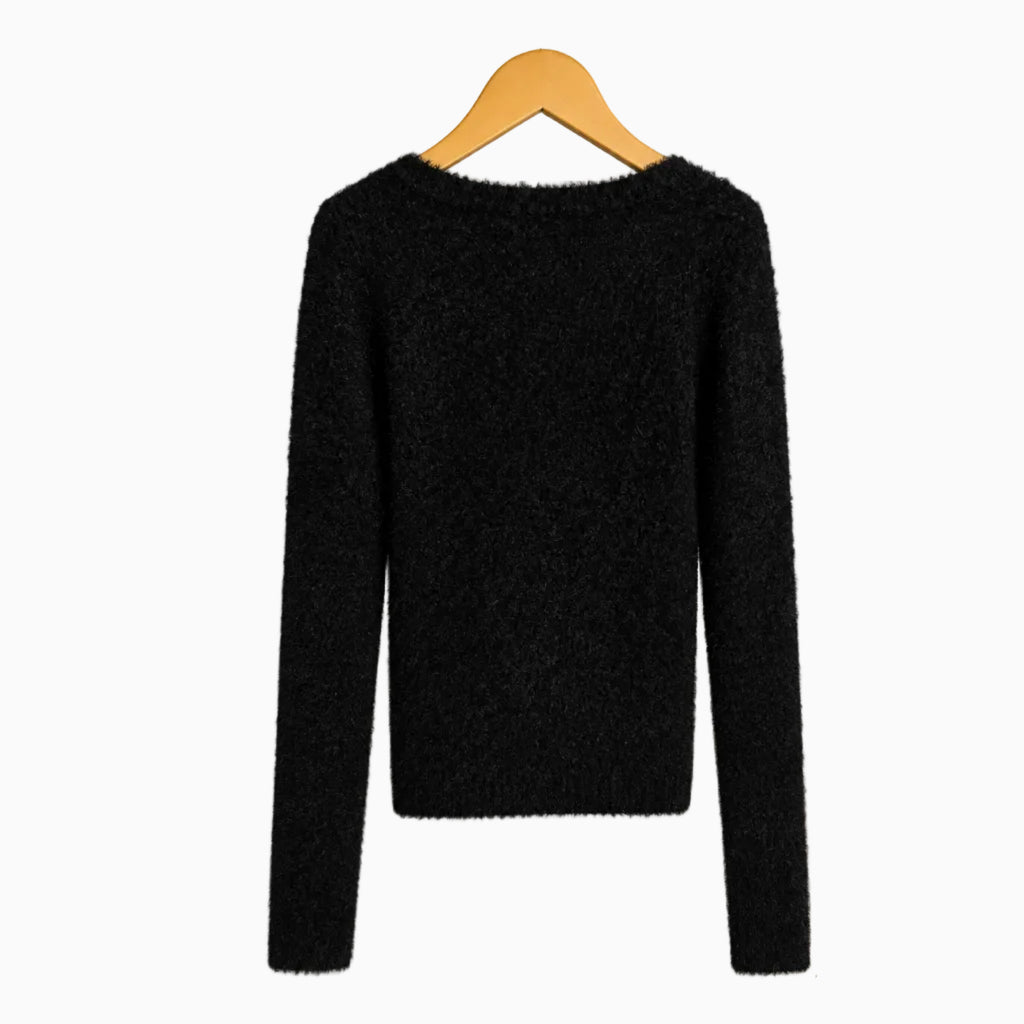 Imperial cardigan effetto peluche Nero bambina | CDifferent Outlet