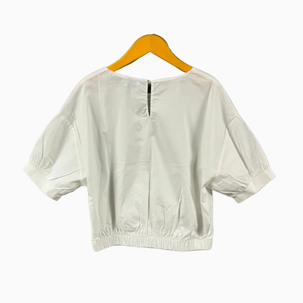 Mayoral top bianco bambina con maniche a sbuffo - Abbigliamento bambini firmato | CDifferent Outlet