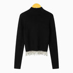 To Be Too maglia nera a collo alto con frange di strass bambina