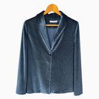 Giacca bambina grigio metallizzato effetto sparkling monopetto con rever a scialle