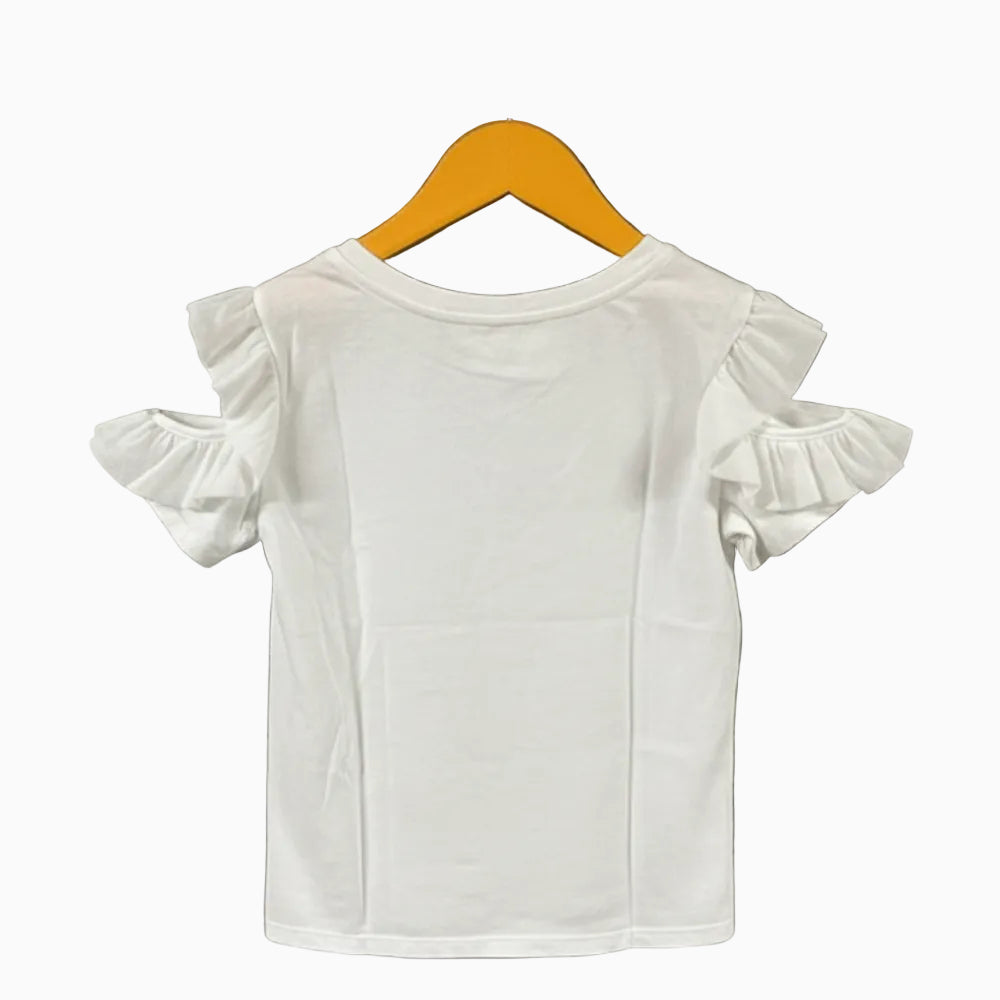 Please maglia bianca bambina manica organza - Abbigliamento bambini firmato | CDifferent Outlet