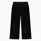 Pantalone bambina velluto nero vita elastica gamba dritta frontale