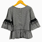 T-Love blusa a quadretti con balze, ricamo sangallo e dettaglio rouches posteriore bambina - Abbigliamento bambini firmato | CDifferent Outlet