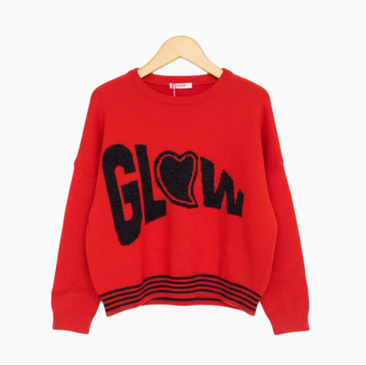 Liu Jo maglia chiusa con scritta "GLOW" e cuore