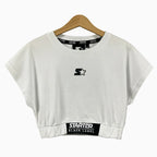 Starter Black Label t-shirt bianca modello boxy con orlo e logo elastico bambina - Abbigliamento bambini firmato | CDifferent Outlet