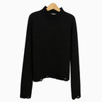 To Be Too maglia nera con collo alto e dettagli strappati bambina | CDifferent Outlet