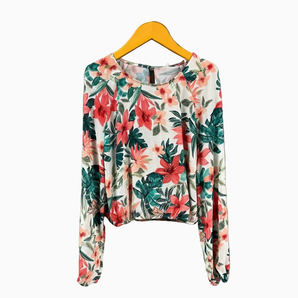 Kocca blusa floreale bambina verde e corallo - Abbigliamento bambini firmato | CDifferent Outlet