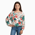 Kocca blusa floreale bambina verde e corallo - Abbigliamento bambini firmato | CDifferent Outlet
