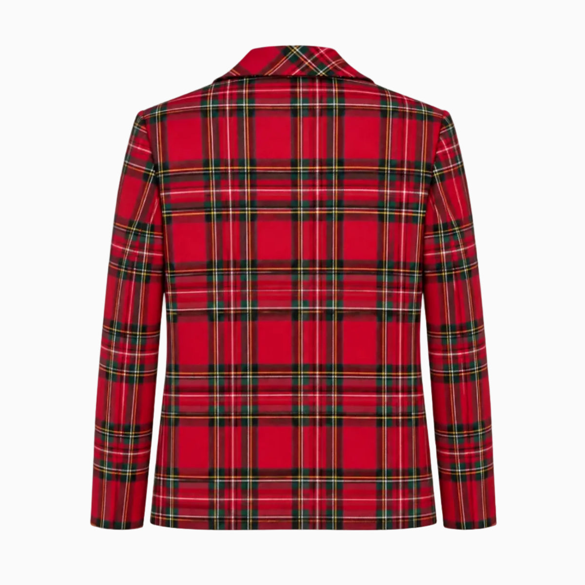 Vista posteriore giacca tartan rossa Y-CLU' maniche sfiancate