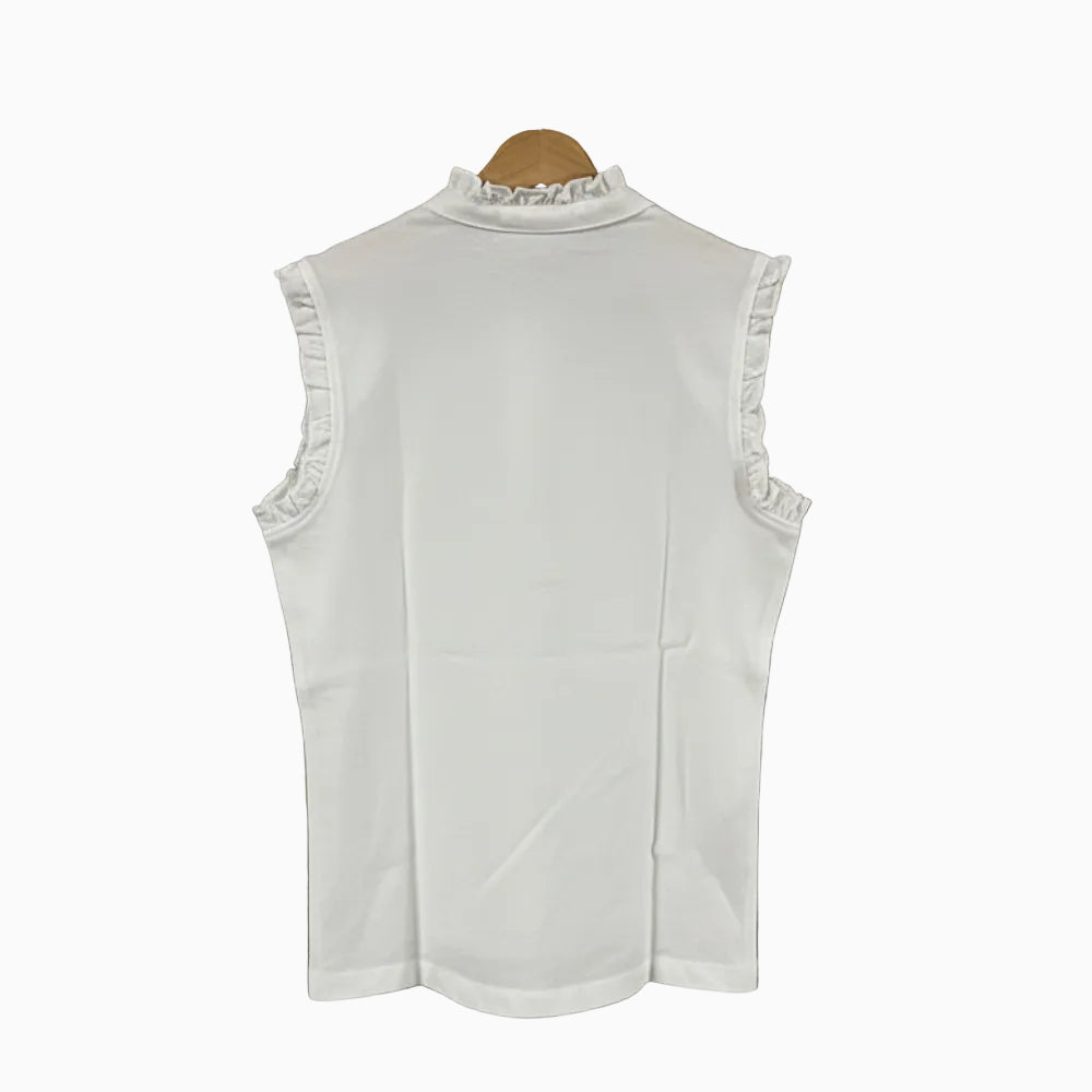 Name It top bianco a costine senza maniche con scollo arricciato bambina - Abbigliamento bambini firmato | CDifferent Outlet