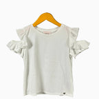 Please maglia bianca bambina manica organza - Abbigliamento bambini firmato | CDifferent Outlet