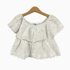 Mayoral crop top in sangallo bianco con volant bambina - Abbigliamento bambini firmato | CDifferent Outlet