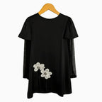 Alice Pi abito nero elegante con fiori gioiello bambina