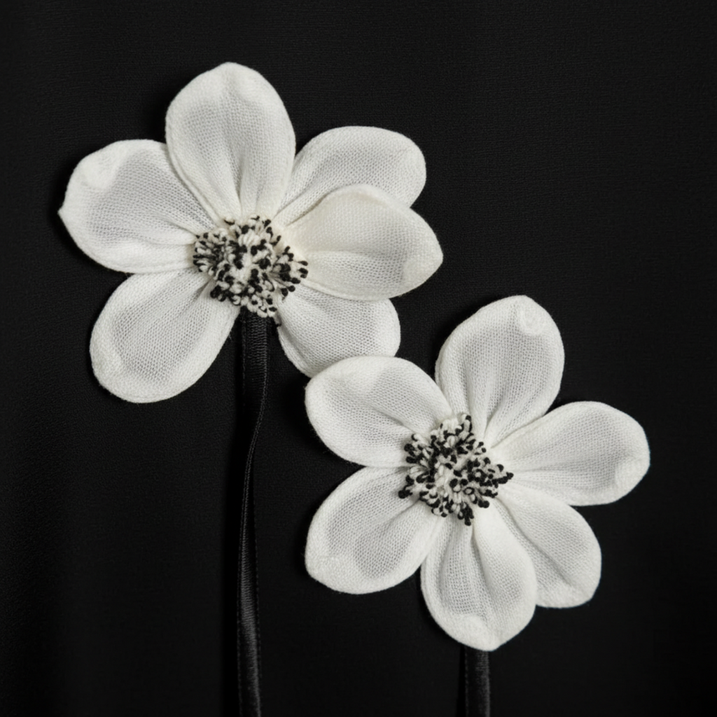 Alice Pi abito nero elegante con fiori gioiello bambina
