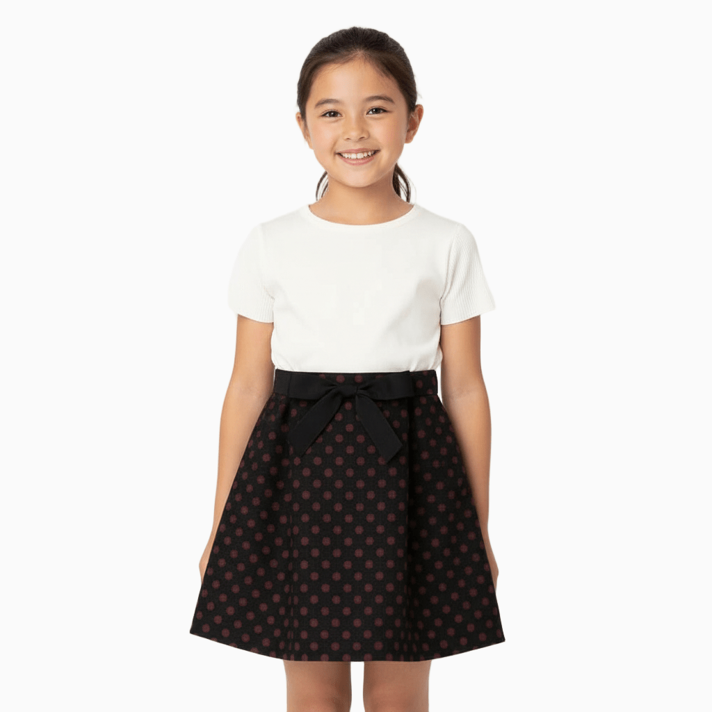 Gaialuna gonna bambina nera a pois