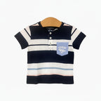 Guess t-shirt manica corta neonato a righe bianco e blu