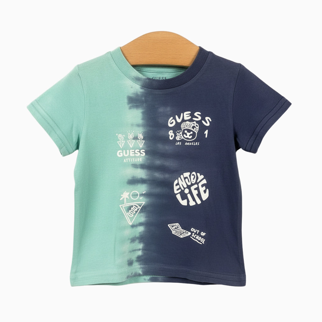 Guess t-shirt manica corta neonato bicolore con stampe