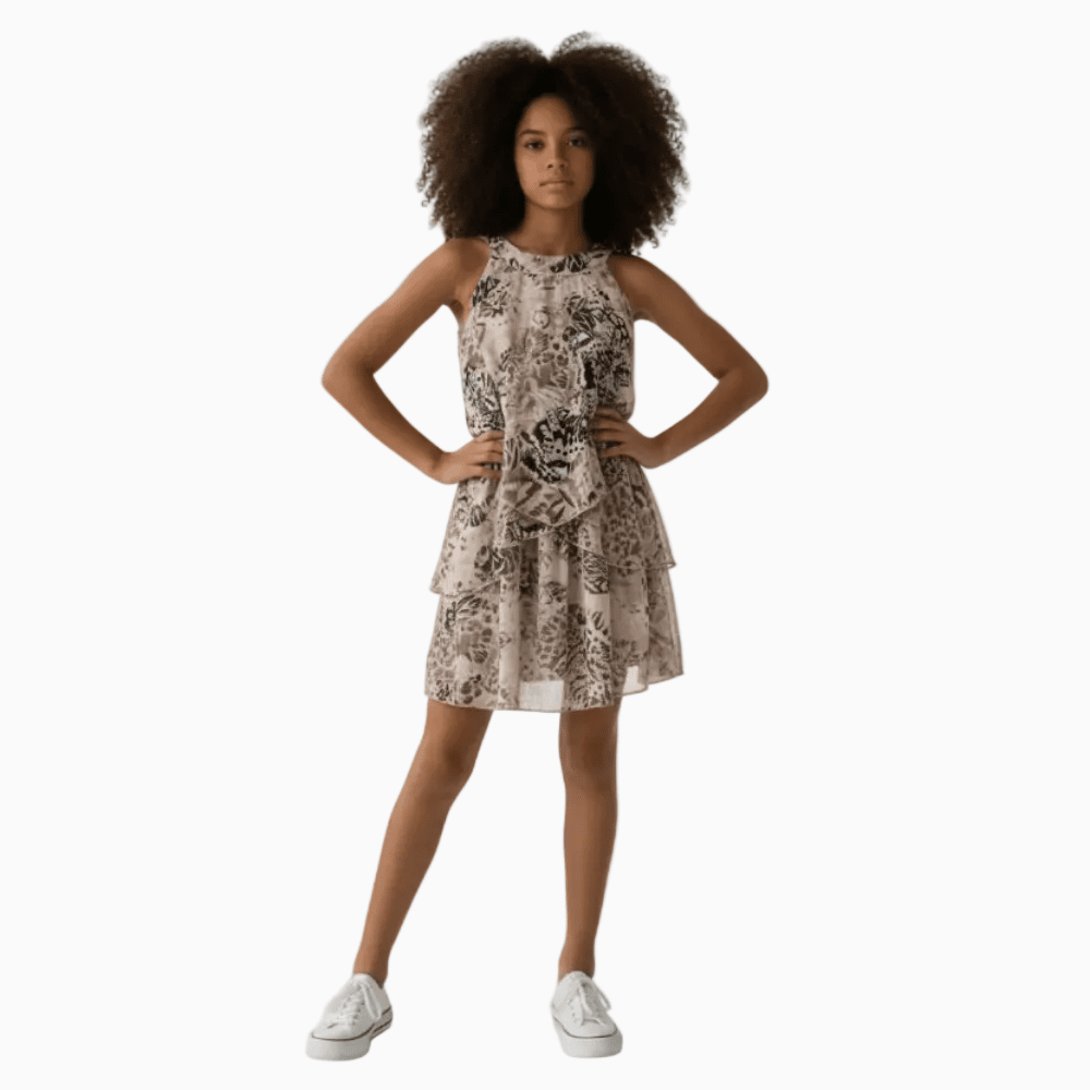 Kocca vestito bambina scollo americano rosa cipria fantasia - Abbigliamento bambini firmato | CDifferent Outlet