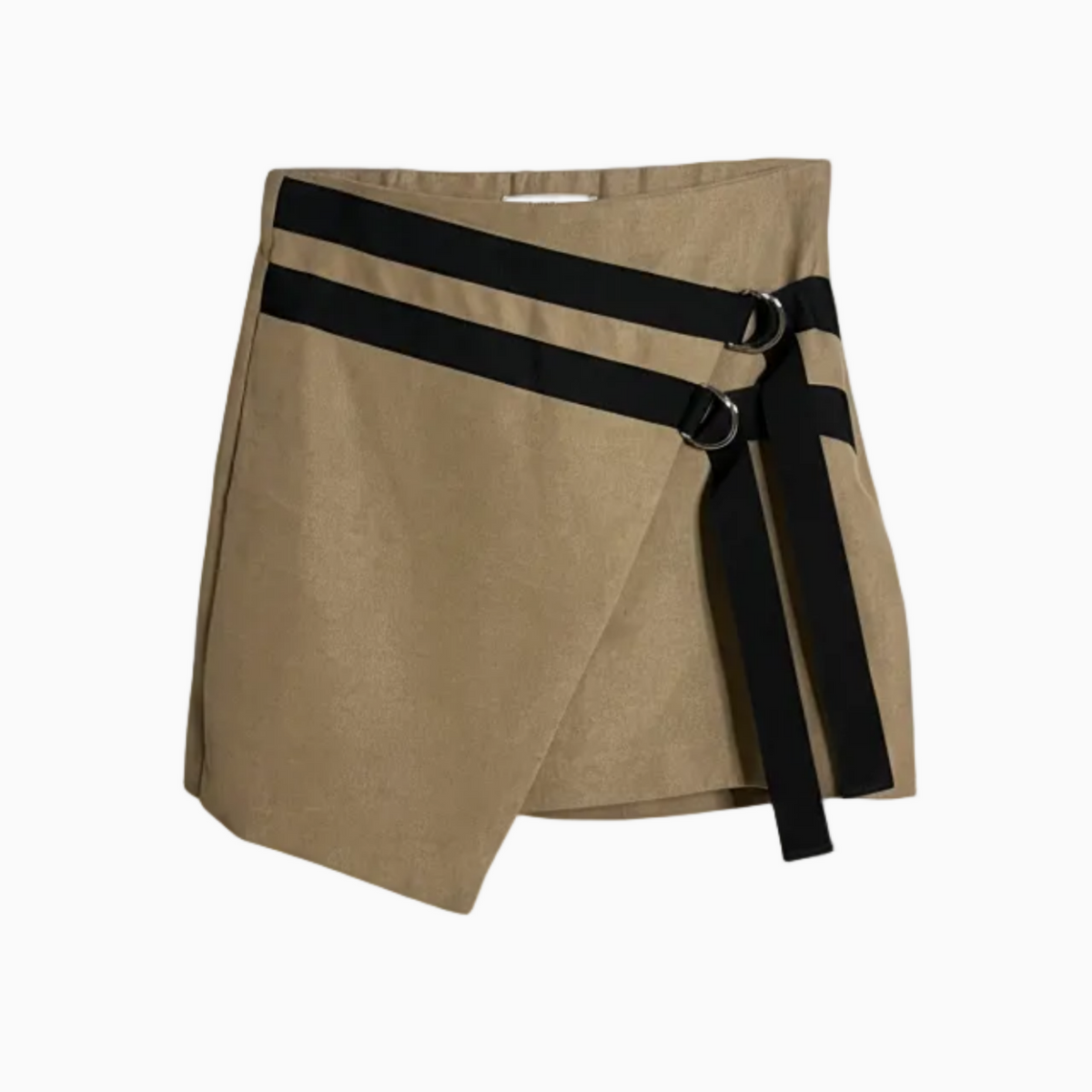 Gonna a portafoglio beige e nera bambina con fibbie metalliche