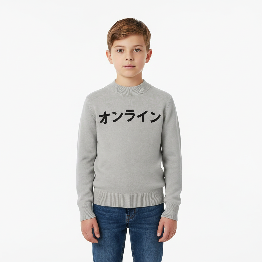 Jack & Jones maglione girocollo con scritta bambino grigia