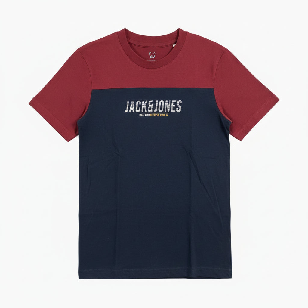 Jack & Jones t-shirt manica corta bambino blu e bordeaux