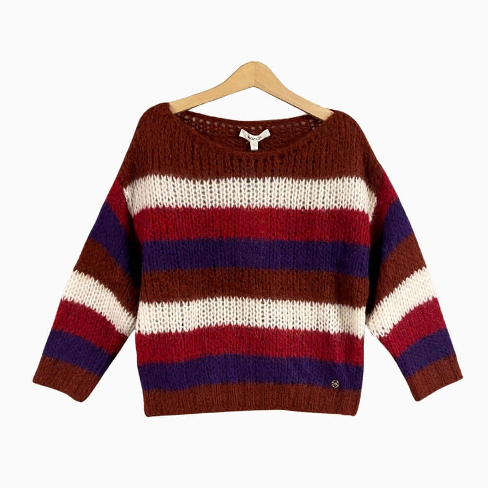 Kocca maglione a righe con scollo rotondo bambina