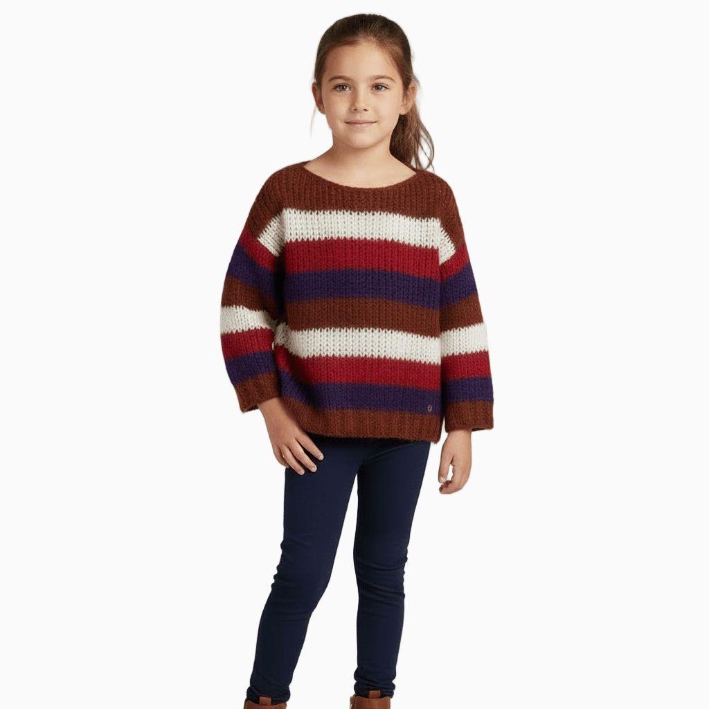 Kocca maglione a righe con scollo rotondo bambina