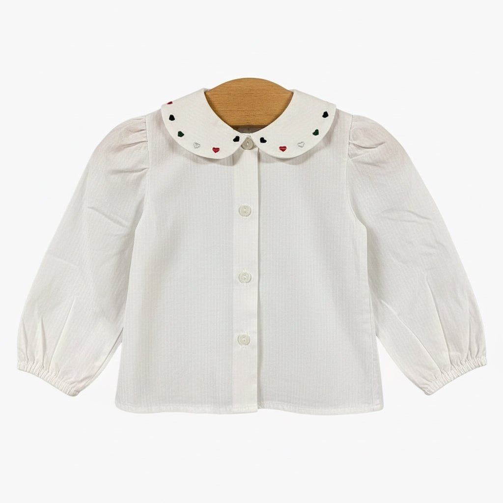 Leo & Lilly camicia bianca neonata colletto con cuori