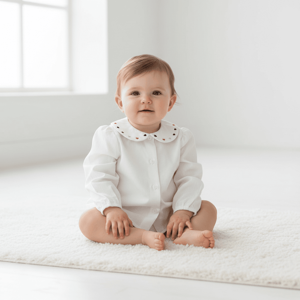 Leo & Lilly camicia bianca neonata colletto con cuori - Abbigliamento bambini firmato | CDifferent Outlet