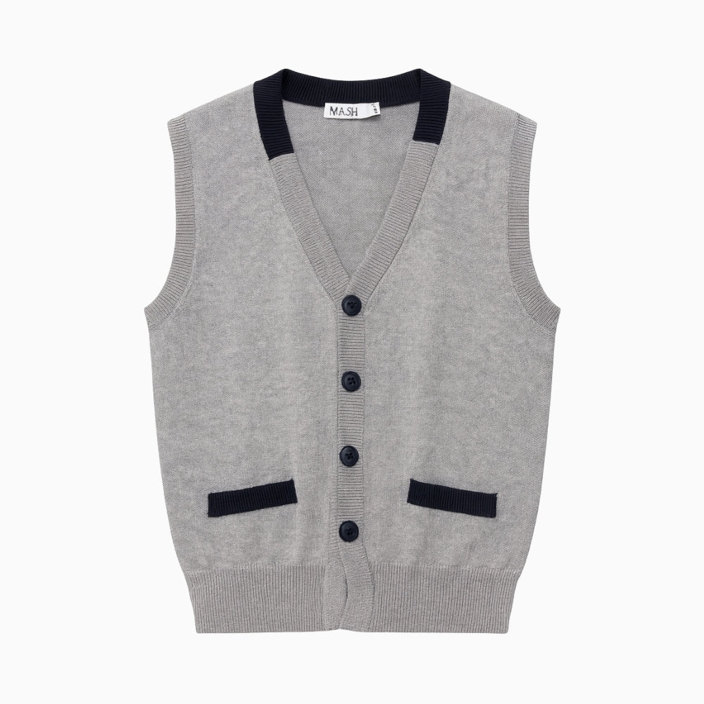 Mash gilet con bottoni e scollo a v bambino grigio