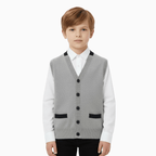 Mash gilet con bottoni e scollo a v bambino grigio
