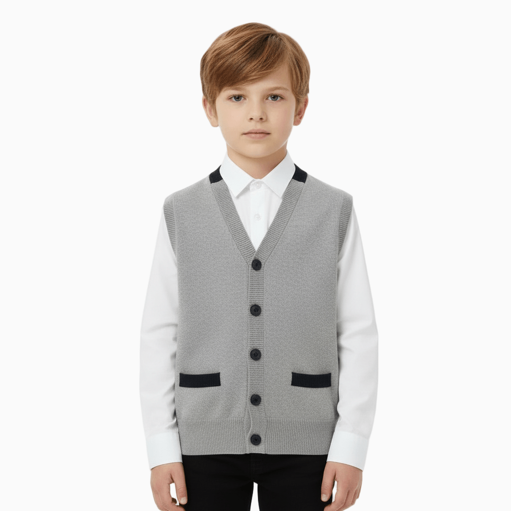 Mash gilet con bottoni e scollo a v bambino grigio