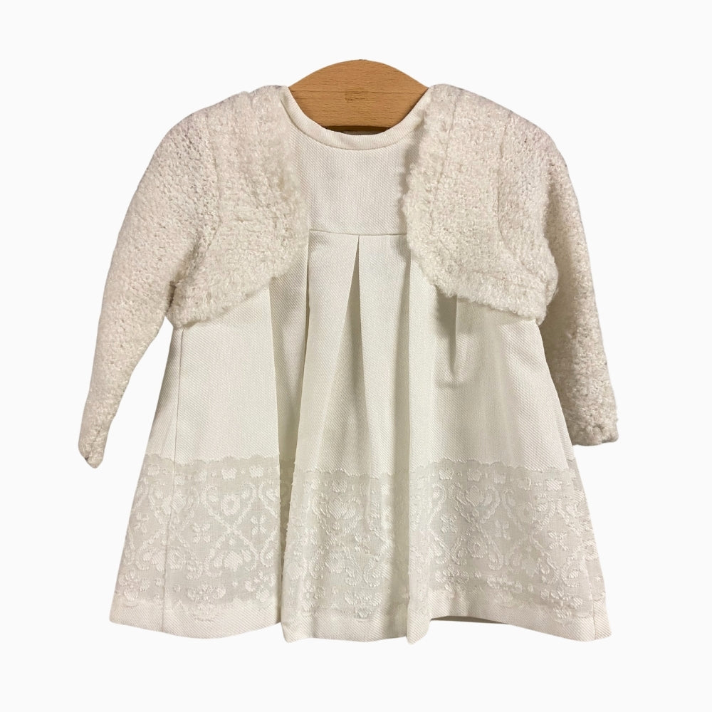 Mayoral abito neonata bianco con coprispalle - Abbigliamento bambini firmato | CDifferent Outlet