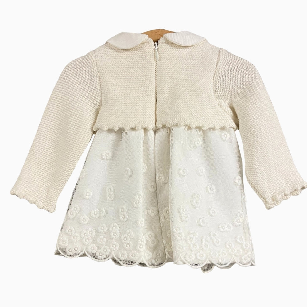 Mayoral abito neonata con coprispalle e pizzo bianco