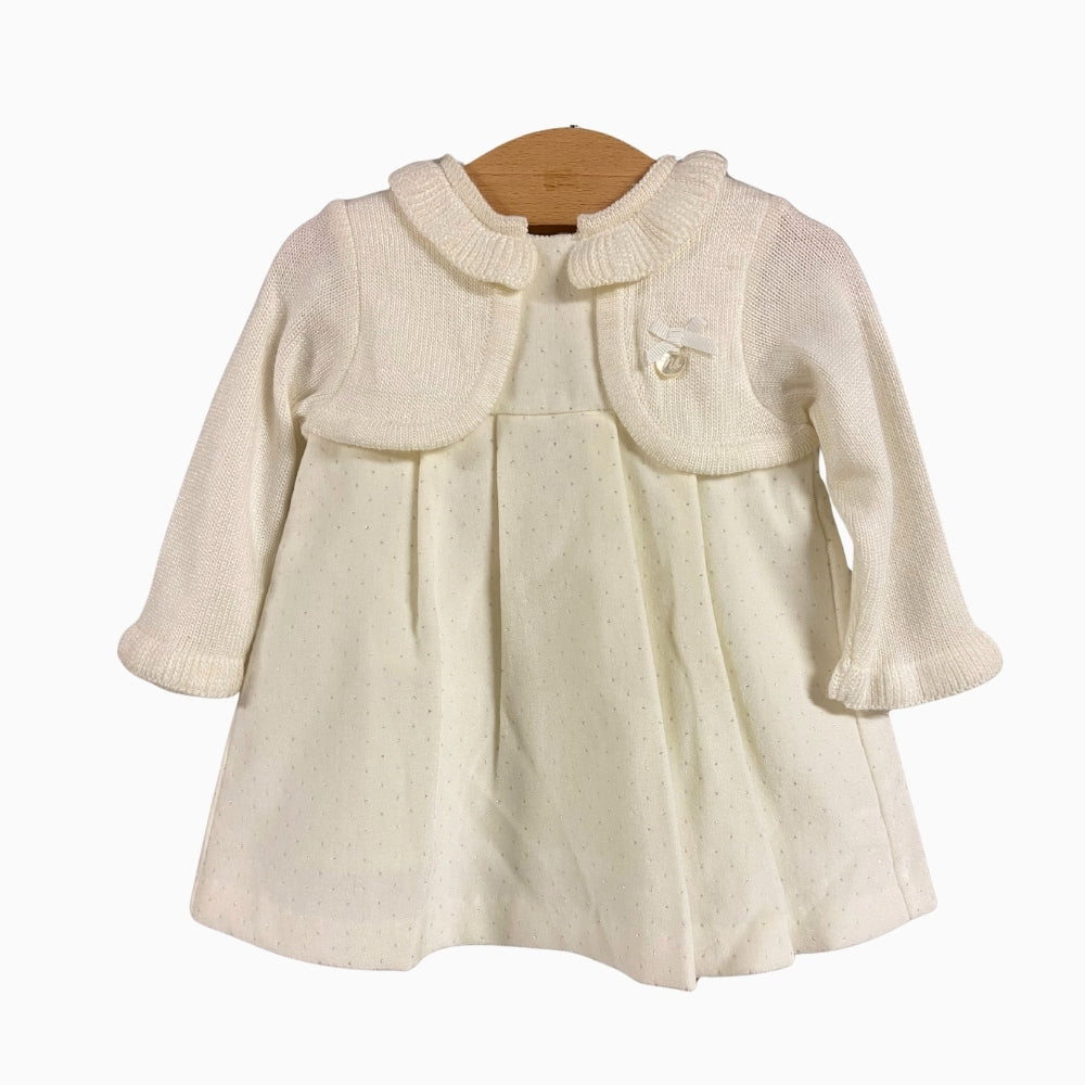 Mayoral abito neonata con coprispalle e strass bianco