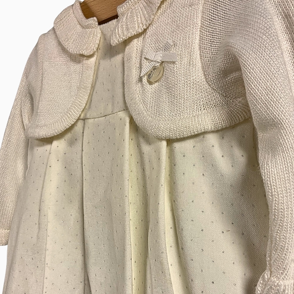 Mayoral abito neonata con coprispalle e strass bianco