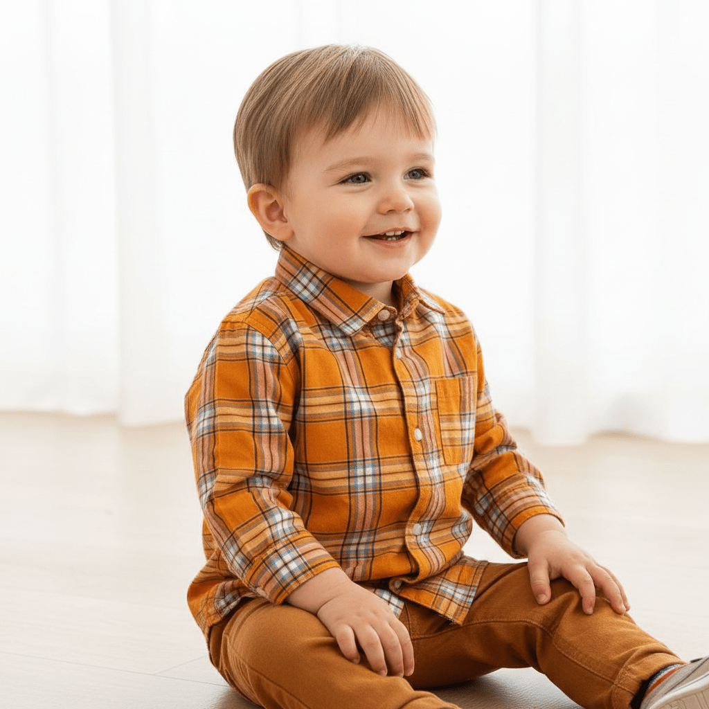 Mayoral camicia neonato tartan arancione