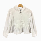 Mayoral felpa bianca bambina con cappuccio e pizzo Sangallo