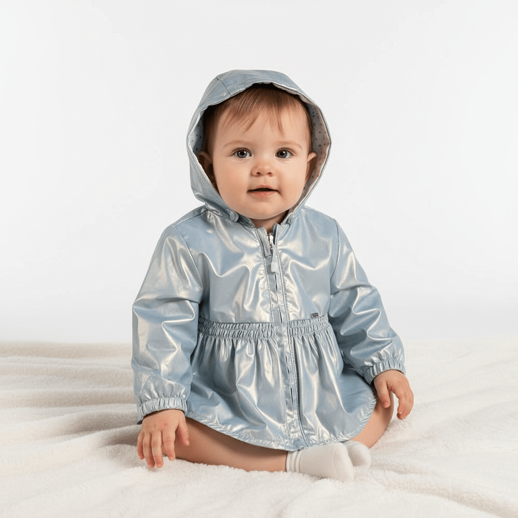 Mayoral giacca reversibile con cappuccio neonata azzurra