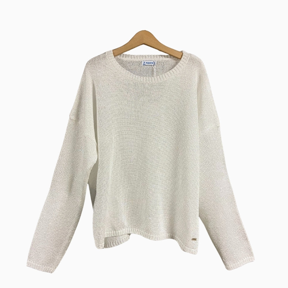 Mayoral maglia bambina bianco ghiaccio luminosa